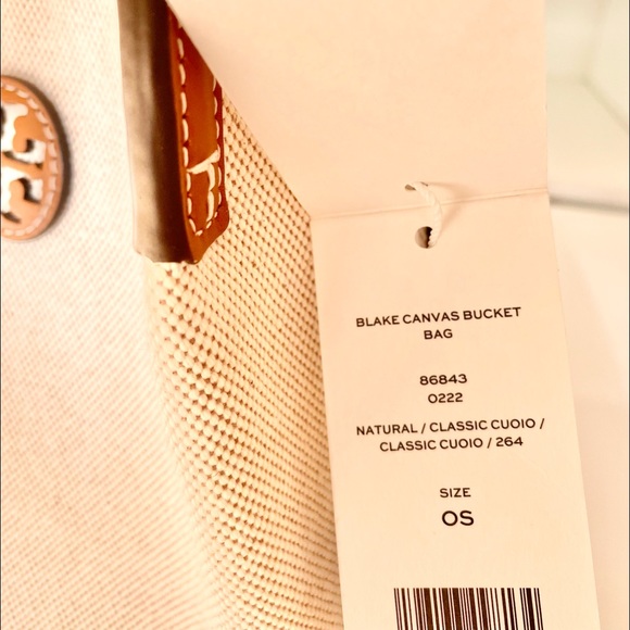 SOLD🆕NEW🤍☘️Tory Burch Blake canvas Bucket Bag/satchel bag/crossbody bay - Picture 10 of 10